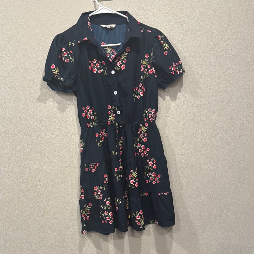 Hint of Blush Navy Floral Dress | Small